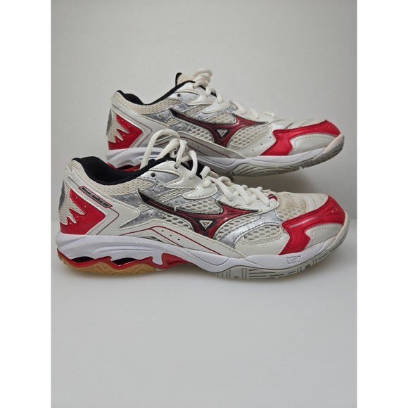Mizuno Wave Spike 12 Volleyball Court Shoe White with Red Women's Size 9 - Picture 2 of 12